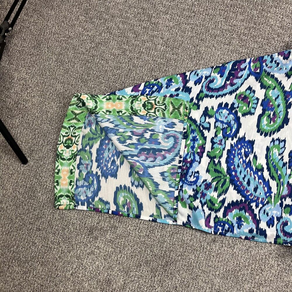 Nordstrom Rack Kimono Cardigan Womens One Size Blue Green Paisley Ikat Crop Boho - Picture 3 of 10